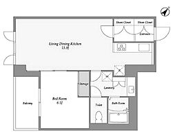 東京メトロ南北線 目黒駅 徒歩6分の賃貸マンション 2階1LDKの間取り