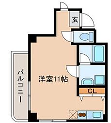JR山手線 代々木駅 徒歩5分の賃貸マンション 3階ワンルームの間取り