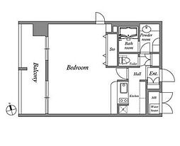 都営大江戸線 東新宿駅 徒歩8分の賃貸マンション 12階1LDKの間取り