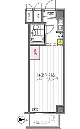 東京メトロ千代田線 代々木上原駅 徒歩1分の賃貸マンション 2階1Kの間取り