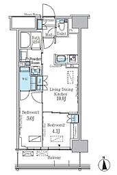 JR総武線 大久保駅 徒歩6分の賃貸マンション 4階2LDKの間取り