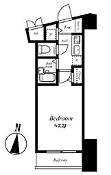 京王井の頭線 神泉駅 徒歩8分の賃貸マンション 7階1Kの間取り