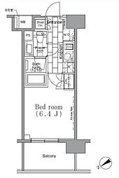 東急目黒線 不動前駅 徒歩4分の賃貸マンション 9階1Kの間取り