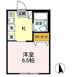 JR山手線 新大久保駅 徒歩7分の賃貸アパート 1階1Kの間取り