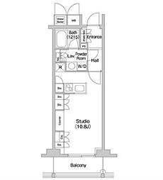東京メトロ副都心線 北参道駅 徒歩2分の賃貸マンション 11階ワンルームの間取り