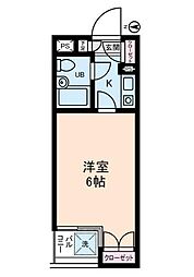 JR山手線 目黒駅 徒歩12分の賃貸マンション 3階1Kの間取り