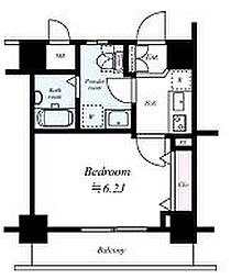 東京メトロ東西線 早稲田駅 徒歩3分の賃貸マンション 4階1Kの間取り