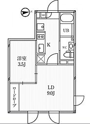 ルクレ高田馬場 1LDKの間取図画像