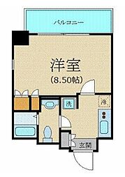 プラーズタワー東新宿 1Kの間取図画像