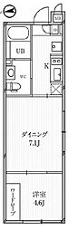 ルクレ高田馬場 2Kの間取図画像