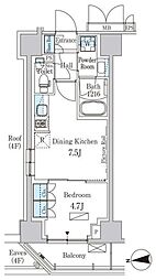パークアクシス新宿西落合 1DKの間取図画像