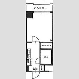 エヴェナール東中野 1Kの間取図画像