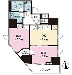 アルテシモアルド 2DKの間取図画像
