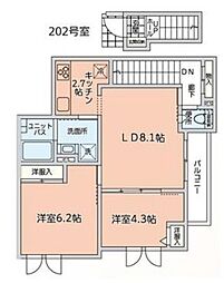 富士ハイツ 2LDKの間取図画像