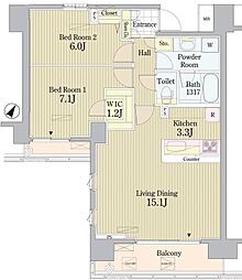 プライムアーバン東中野コート 2LDKの間取図画像