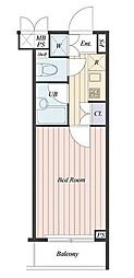 ルーブル早稲田弐番館 1Kの間取図画像