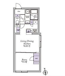 JR中央線 高円寺駅 徒歩9分の賃貸マンション 4階1LDKの間取り