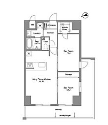 東京メトロ丸ノ内線 西新宿駅 徒歩5分の賃貸マンション 9階2LDKの間取り