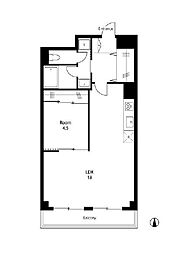 東京メトロ丸ノ内線 新中野駅 徒歩6分の賃貸マンション 6階1LDKの間取り