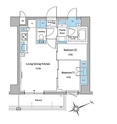 東京メトロ丸ノ内線 中野坂上駅 徒歩5分の賃貸マンション 3階2LDKの間取り