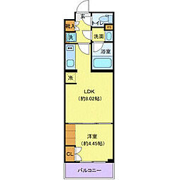 京王線 幡ヶ谷駅 徒歩11分の賃貸マンション 4階1LDKの間取り