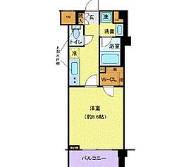 都営大江戸線 西新宿五丁目駅 徒歩8分の賃貸マンション 2階1Kの間取り