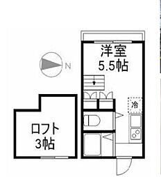 東京メトロ丸ノ内線 東高円寺駅 徒歩10分の賃貸アパート 2階ワンルームの間取り