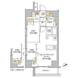 都営大江戸線 新宿西口駅 徒歩4分の賃貸マンション 13階2LDKの間取り