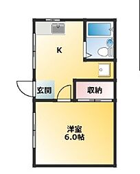 JR中央線 阿佐ケ谷駅 徒歩12分の賃貸アパート 1階ワンルームの間取り