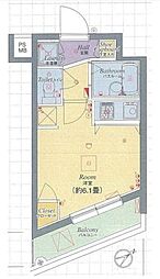 京王井の頭線 高井戸駅 徒歩12分の賃貸マンション 2階ワンルームの間取り