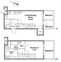 都営大江戸線 西新宿五丁目駅 徒歩6分の賃貸マンション 1階1LDKの間取り