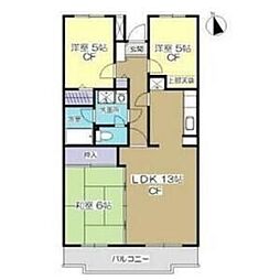 京王井の頭線 永福町駅 徒歩8分の賃貸マンション 2階3LDKの間取り