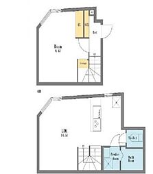 都営大江戸線 西新宿五丁目駅 徒歩7分の賃貸マンション 4階1LDKの間取り