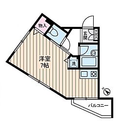 東京メトロ丸ノ内線 荻窪駅 徒歩8分の賃貸マンション 2階ワンルームの間取り