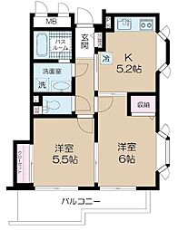 東京メトロ丸ノ内線 荻窪駅 徒歩10分の賃貸マンション 3階2Kの間取り