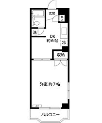 JR中央線 高円寺駅 徒歩7分の賃貸マンション 1階1DKの間取り