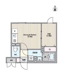 東京メトロ東西線 中野駅 徒歩12分の賃貸マンション 1階1DKの間取り