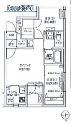 西武新宿線 新井薬師前駅 徒歩12分の賃貸マンション 5階2DKの間取り