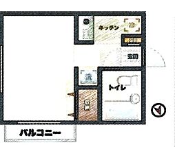都営大江戸線 西新宿五丁目駅 徒歩4分の賃貸アパート 2階ワンルームの間取り