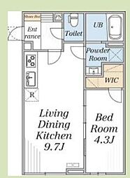 京王線 芦花公園駅 徒歩8分の賃貸アパート 2階1LDKの間取り