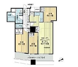 都営大江戸線 西新宿五丁目駅 徒歩8分の賃貸マンション 39階3LDKの間取り