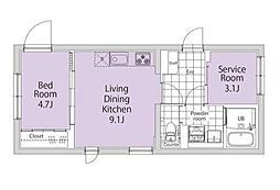京王井の頭線 高井戸駅 徒歩7分の賃貸マンション 1階1SLDKの間取り