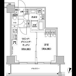 都営大江戸線 西新宿五丁目駅 徒歩7分の賃貸マンション 8階1LDKの間取り