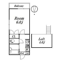 西武新宿線 上井草駅 徒歩5分の賃貸アパート 2階1Kの間取り