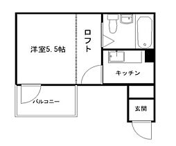 ルミエール松が丘 1Kの間取図画像