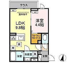 セレスティア若宮 1LDKの間取図画像