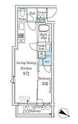 イプセ東高円寺 1LDKの間取図画像