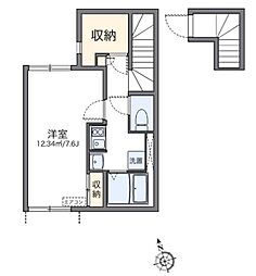 レオネクストまどか 1Kの間取図画像