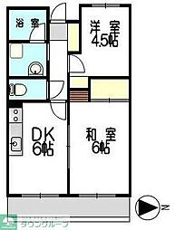 第9エルム大倉山 2階2DKの間取り