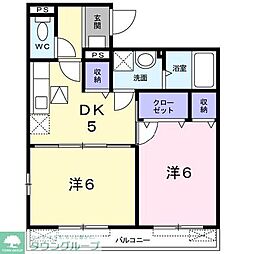 エクサージュ 1階1LDKの間取り